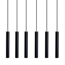 Kit 6 Pendente Luminária Tubo Preto 30 Cm