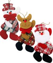 Kit 6 Pendente Natalino Boneco De Neve Rena Papai Noel 18cm