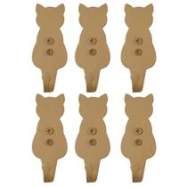 Kit 6 Penduradores Ganchos Decorativos de Parede Gato Dourado Luft Masutti Kit 6 Penduradores Ganchos Decorativos de Parede Gato Dourado Luft Masutti