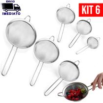 Kit 6 Peneira Coador de Aço Inoxidável Utensílios de cozinha para Cozinha Peneiras de 6 Tamanhos