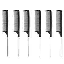 Kit 6 Pente Dentes Finos Com Cabo Metálico Separador de Mechas Profissional Original Dompel
