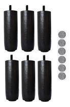 Kit 6 Pés 12cm C/ Feltro Tdc Preto Cama Box Ou Baú Solteiro Kit 6 Pés 12cm C/ Feltro Tdc Preto Cama Box Ou Baú Solteiro