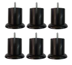 Kit 6 Pés Alt 6cm Sb Jade Preto Sofa Poltrona Estofado Etc