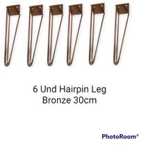Kit 6 Pés De Ferro Hairpin Legs 30cm Bronze Medcombo