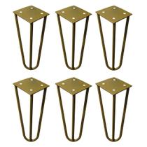 Kit 6 Pés de Metal 15 CM Hairpin Legs Mesas de Centro Puffs Dourado G41