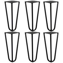 Kit 6 Pés de Metal 15 CM Hairpin Legs Mesas de Centro Puffs Preto G41