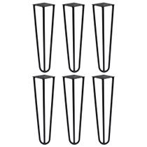 Kit 6 Pés de Metal 25 CM Hairpin Legs Mesas de Centro Puffs Preto G41