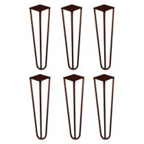 Kit 6 Pés de Metal 25 CM Hairpin Legs Rack e Puffs Bronze G41