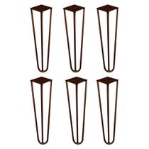 Kit 6 Pés de Metal 25 CM Hairpin Legs Rack e Puffs Bronze G41