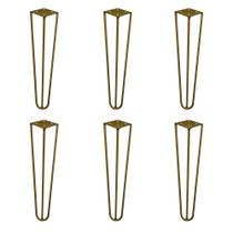 Kit 6 Pés de Metal 30 CM Hairpin Legs Mesa de Canto Rack e Puffs Dourado G41