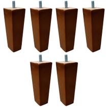 Kit 6 Pés Palito Quadrado Madeira 12cm - Mozzelar