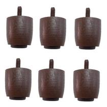 Kit 6 Pés para Cama Box Baú JR Marrom 4cm altura madeira maciça