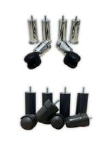 Kit 6 Pés para cama box de solteiro/casal/queen/king 4 pés fixos e 2 com rodinhas de plástico Preto ou Cromado Kit 6 Pés para cama box de solteiro/casal/queen/king 4 pés fixos e 2 com rodinhas de plástico Preto ou Cromado