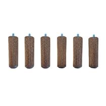 Kit 6 Pés Para Cama Box Madeira 12cm Cilíndrico Nogueira