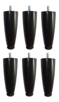 Kit 6 Pés Para Cama Box ou Baú Juvene Preto 12cm Com Regulagem