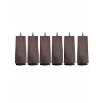 Kit 6 Pés Quadrados Médios Para Cama Madeira 12cm Castanho