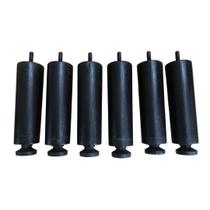 Kit 6 Pés Reguláveis Para Cama Box Madeira 15cm Preto Nivelador