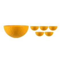 Kit 6 Petisqueira Futebol Fibra Madeira Amarelo 240Ml