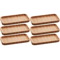 Kit 6 Petisqueiras Bandeja Bambu 20x10cm Lyor Hire Prato Salgados Petiscos