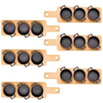 Kit 6 Petisqueiras com Ramekins de Porcelana Preta 28x10cm Servir Restaurante Bar