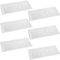 Kit 6 Petisqueiras Cristal Wolff Pearl 3 Divisórias 30x13cm Incolor Petisco Relevo Mesa Posta
