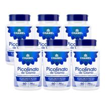 Kit 6 Picolinato De Cromo Chamel 60 Cápsulas 210mcg Original