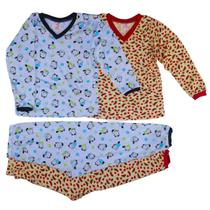 Kit 6 Pijama Infantil Menina Manga Longa Calça Algodão