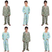 Kit 6 Pijama infantil menino calça e manga longa atacado
