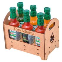 Kit 6 Pimenta Molho 60ml Na Caixinha De Madeira Fogo Mineiro
