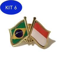 Kit 6 Pin Da Bandeira Do Brasil X Indonésia