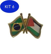 Kit 6 Pin Da Bandeira Do Brasil X Palestina