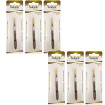 Kit 6 Pinça Aço Inox Ponta Dourada Reta 1305 - Sekich