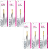 Kit 6 Pinça Design Sobrancelha Ponta Dourada Reta 700 - Enox