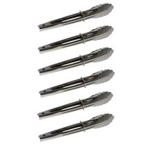 Kit 6 Pinça Pegadora Pegador Aço Inox Simples com Trava e Mola Multiuso 18cm Leve