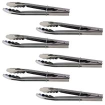 Kit 6 Pinça Pegadora Pegador Aço Inox Simples com Trava e Mola Multiuso 22cm Leve