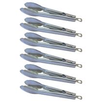 Kit 6 Pinça Pegadora Pegador Multiso com Trava e Mola por movimento Aço Inox 25cm