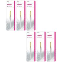 Kit 6 Pinça Ponta Dourada Diagonal 1707 - Enox Kit 6 Pinça Ponta Dourada Diagonal 1707 - Enox