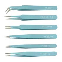 Kit 6 Pinças Anti Estática Artesanato Eletrônica Estética AZUL Kit 6 Pinças Anti Estática Artesanato Eletrônica Estética AZUL
