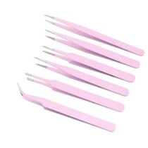 Kit 6 Pinças Anti Estática Artesanato Eletrônica ROSA