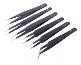 Kit 6 Pinças Antiestáticas De Precisão Eletrônica Artesanato Kit 6 Pinças Antiestáticas De Precisão Eletrônica Artesanato