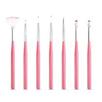 Kit 6 Pincéis + 1 Boleador Rosa Decoração De Unhas Nail Art Kit 6 Pincéis + 1 Boleador Rosa Decoração De Unhas Nail Art