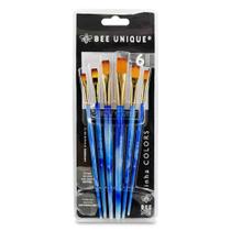 Kit 6 Pincéis Artistico Chato Colors Bee Unique