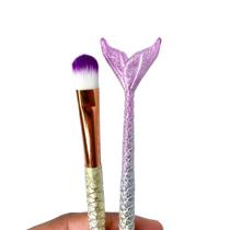 Kit 6 Pinceis de maquiagem sereia glitter elegante