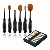 Kit 6 Pincéis Para Maquiagem Magic Make Oval Escova Flexivel Base Líquida Cremosa Anatômico