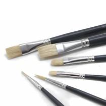 Kit 6 Pinceis Winsor & Newton Foundation para Oleo Cerda Curta Natural