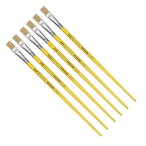 Kit 6 Pincel Chato Longo Cerda Natural 815-12 Nº12 Tigre Kit 6 Pincel Chato Longo Cerda Natural 815-12 Nº12 Tigre