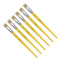 Kit 6 Pincel Chato Longo Cerda Natural 815-18 Nº18 Tigre Kit 6 Pincel Chato Longo Cerda Natural 815-18 Nº18 Tigre