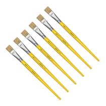 Kit 6 Pincel Chato Longo Cerda Natural 815-20 Nº20 Tigre