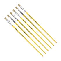 Kit 6 Pincel Chato Longo Cerda Natural 815-6 Nº6 Fino Tigre