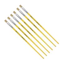 Kit 6 Pincel Chato Longo Cerda Natural 815-8 Nº8 Fino Tigre Kit 6 Pincel Chato Longo Cerda Natural 815-8 Nº8 Fino Tigre